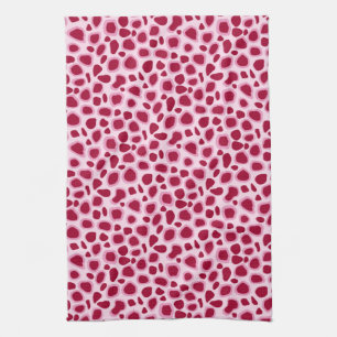 Leopard Print - Burgunder och Rosa Kökshandduk
