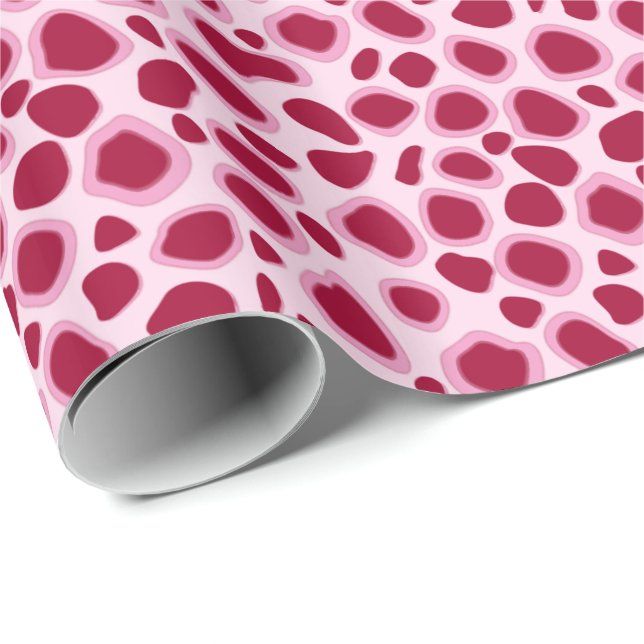 Leopard Print - Burgunder och Rosa Presentpapper (Rullad Hörn)