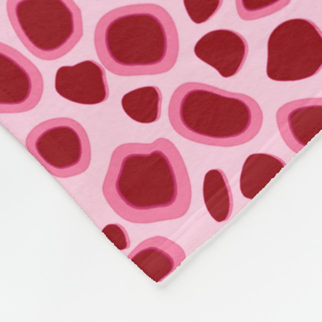 Leopard Print - Burgundy and Rosa Fleecefilt (Hörn)