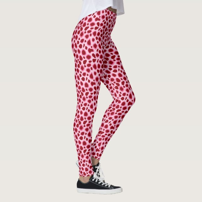 Leopard Print - Burgundy and Rosa Leggings (Höger)