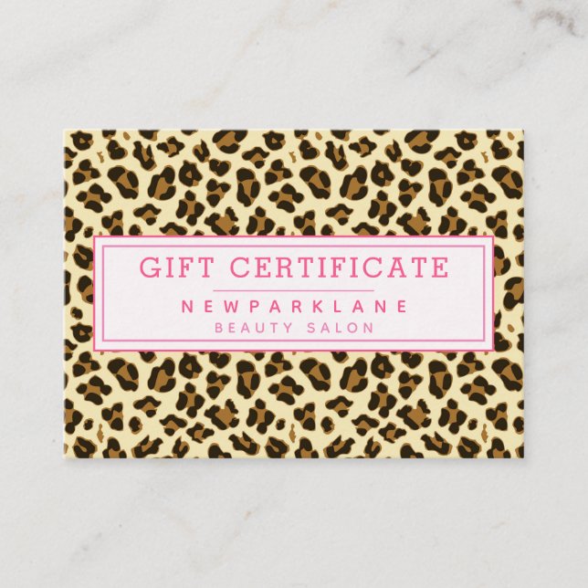Leopard Print Business Gift-certifikat Visitkort (Framsida)