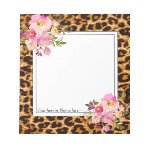 leopard print, cheetah modern, trendig, blommigt anteckningsblock