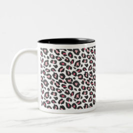 Leopard print, cheetah print, rosa, girly Två-Tonad mugg