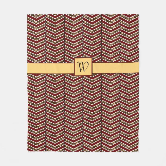 Leopard Print Chevron Fleece Blanket (Framsidan)