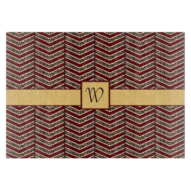 Leopard Print Chevron Glass Clearboard Board (Framsidan)