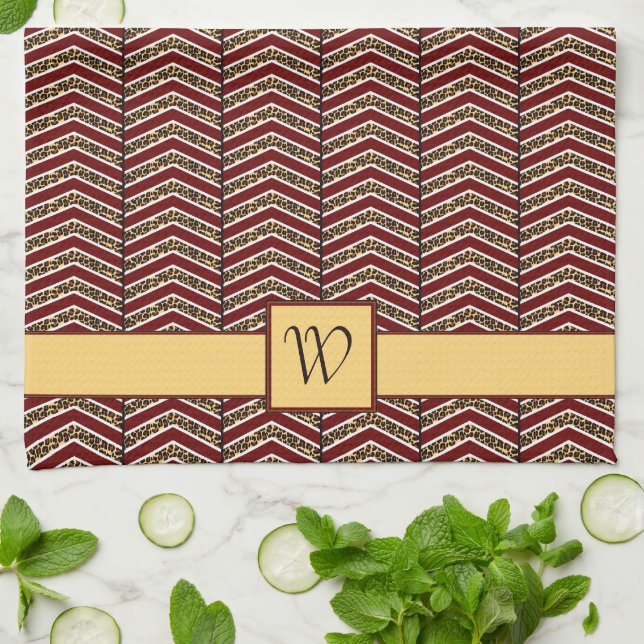 Leopard Print Chevron Kitchen Towel Kökshandduk (Vikta)
