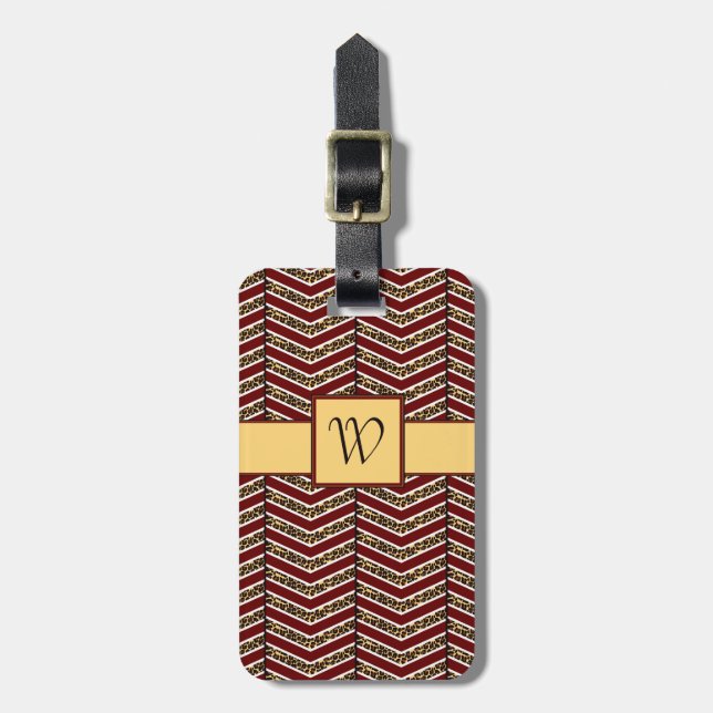 Leopard Print Chevron Luggage Tag Bagagebricka (Vertikal Framsida)