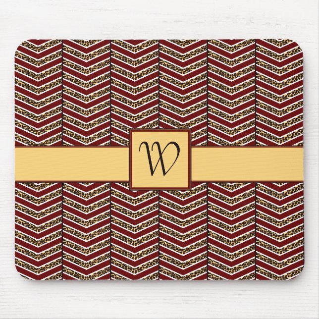 Leopard Print Chevron Mousepad Musmatta (Framsidan)