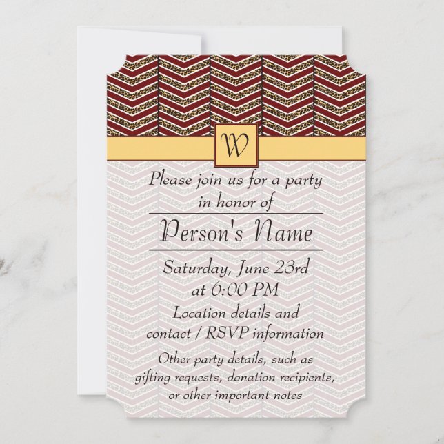 Leopard Print Chevron Party-inbjudan Inbjudningar (Framsida)