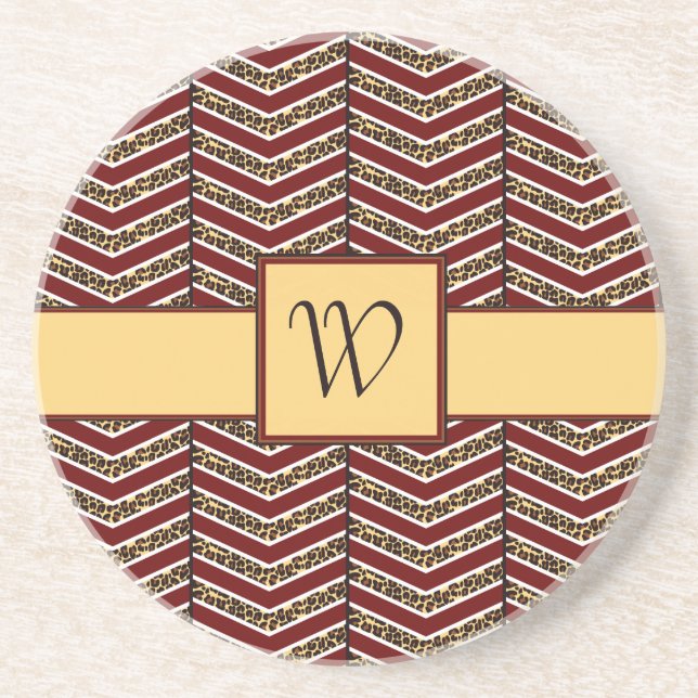 Leopard Print Chevron Sandstone Underlägg (Framsidan)