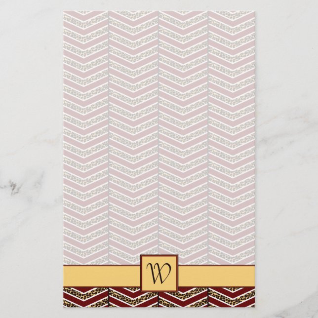 Leopard Print Chevron Stationery Brevpapper (Framsida)