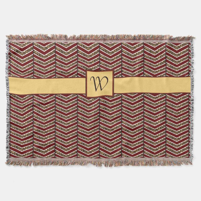 Leopard Print Chevron Throw Blanket Filt (Framsidan)