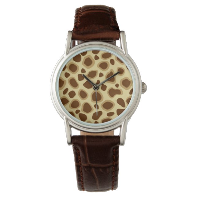 Leopard Print - Chocolate Brown och Camel Tan Armbandsur (Framsida)
