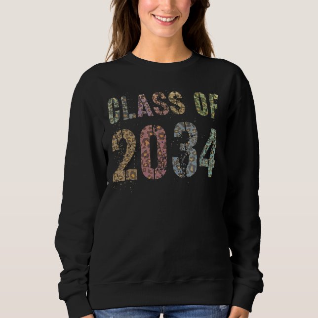 Leopard Print Class of 2034 Future Studenten Bra T Shirt (Framsida)