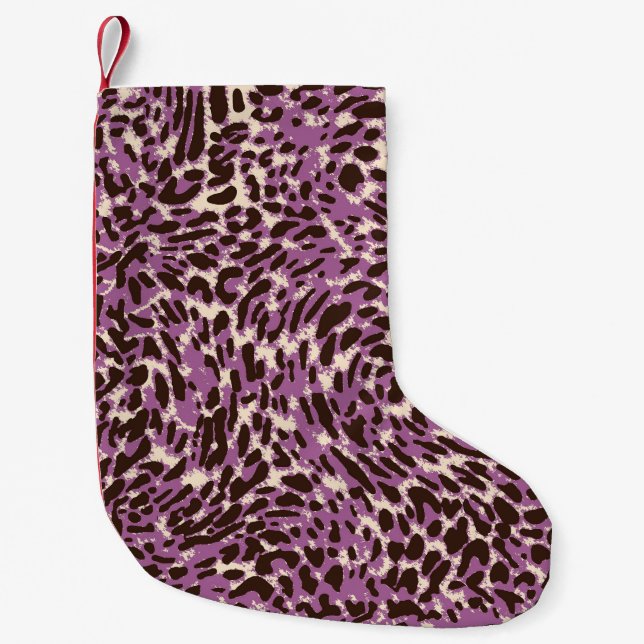 Leopard Print, Classic Animal Mönster. Liten Julstrumpa (Framsidan)