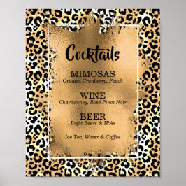 Leopard Print Cocktail Bar Meny Poster