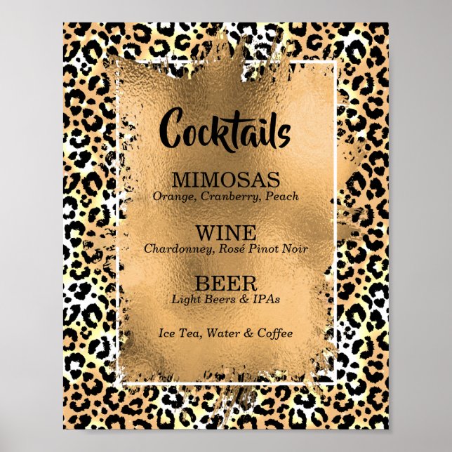 Leopard Print Cocktail Bar Meny Poster (Framsidan)