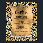 Leopard Print Cocktail Pub Menu Poster<br><div class="desc">Elegantens leopardavtryck är täckt med guld faux-folie och dina cocktail-uppgifter visas i chicen. MATCHING-artiklar tillgängliga i vår butik.</div>