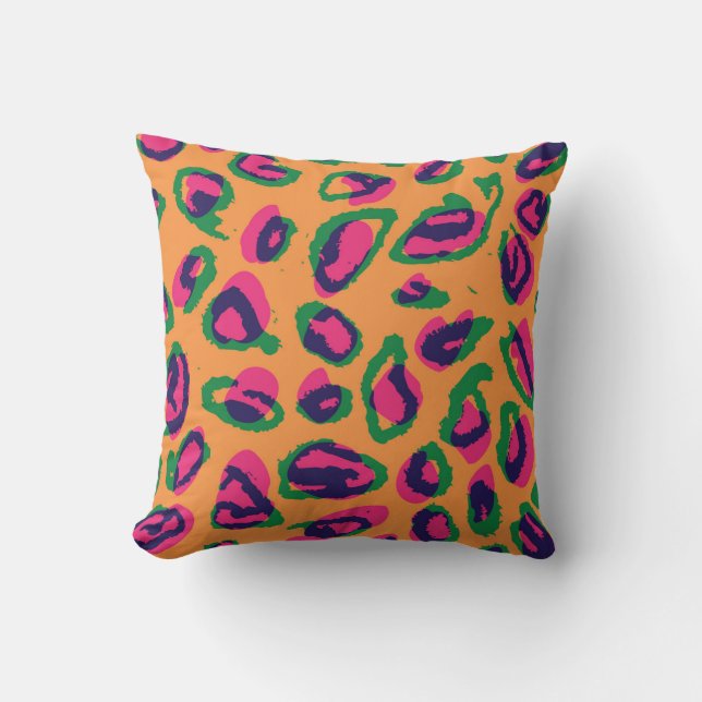 Leopard Print, Colorful Animal Mönster. Kudde (Framsida)