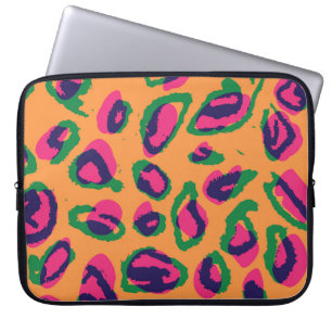 Leopard Print, Colorful Animal Mönster. Laptop Fodral