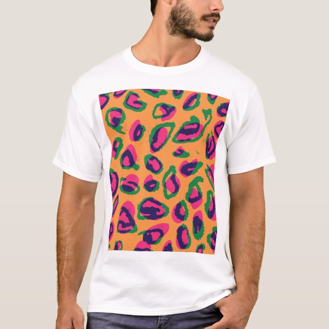 Leopard Print, Colorful Animal Mönster. T Shirt (Framsida)