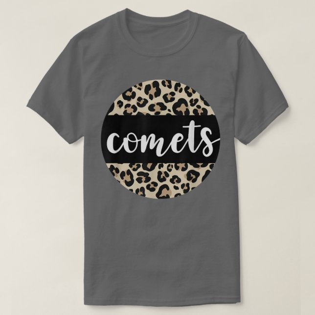 Leopard Print Comets Team Mascot School Spirit Gam T Shirt (Design framsida)