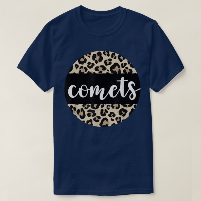 Leopard Print Comets Team Mascot School Spirit Gam T Shirt (Design framsida)