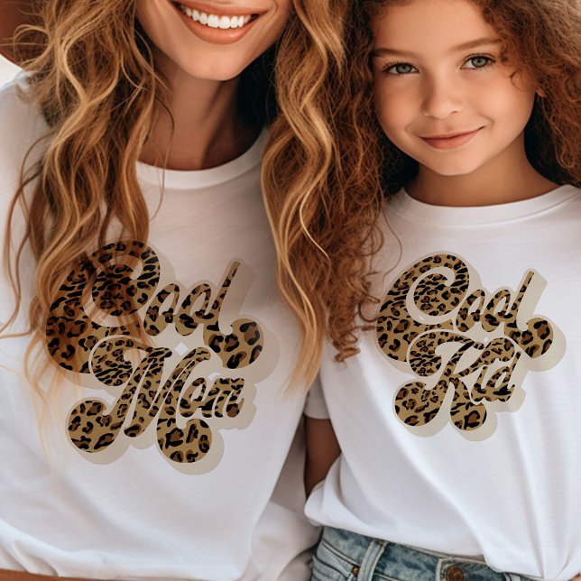 Leopard Print Coola Kid Matching Mamma och Me T Shirt (Mommy and me tees with Cool Mom and Cool Kid - available separately)
