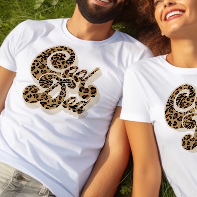 Leopard Print Coola Pappa Matching Mamma och Me T Shirt (Cool Dad Tee - Matching Cool Mom and Cool Kid available separately)