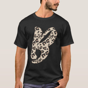 Leopard Print Cute Initial Brev B Monogram Vuxen T Shirt