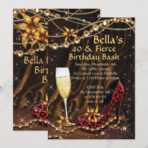 Leopard Print Dam Birthday-inbjudningar Inbjudningar