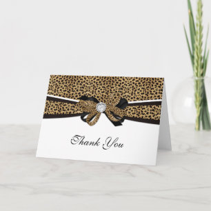 Leopard Print Diamant Rhinestone Bröllop Tack Kort