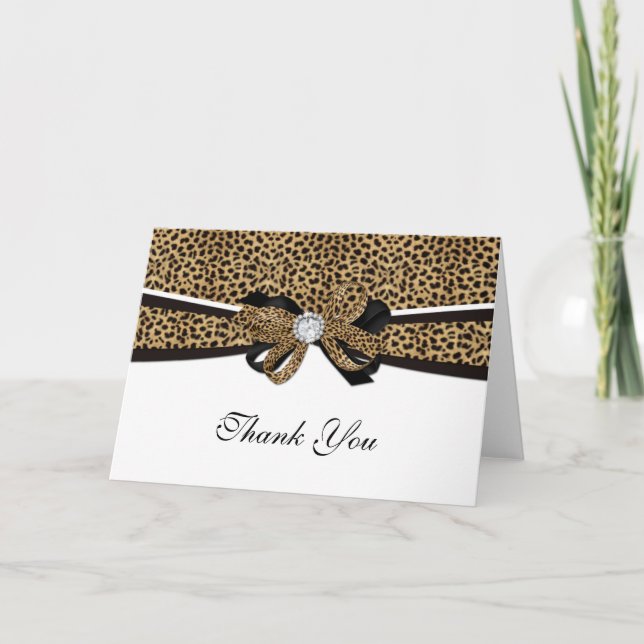 Leopard Print Diamant Rhinestone Bröllop Tack Kort (Framsida)
