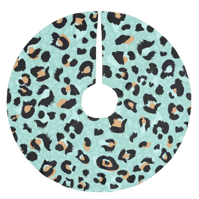 Leopard print, djur mönster julgransmatta borstad polyester (Framsidan)