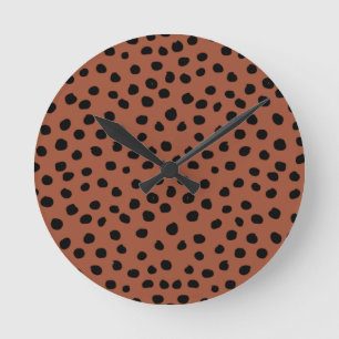 Leopard Print Dots Rust Terracotta Cheetah Spots Rund Klocka