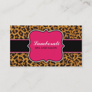 Leopard Print Elegant Modern Classy Shock rosa Visitkort