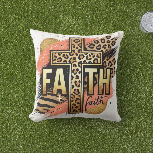 Leopard Print Faith Pillow Kudde (Gräs)