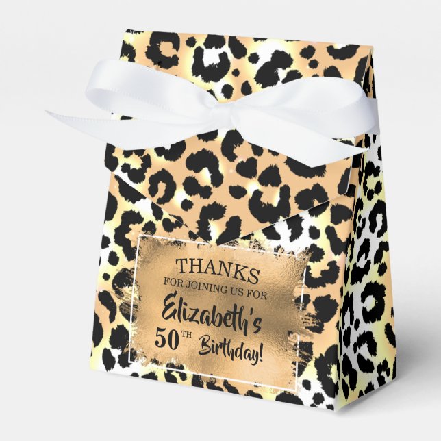 Leopard Print Faux Foil Presentaskar (Framsidan Sidan)