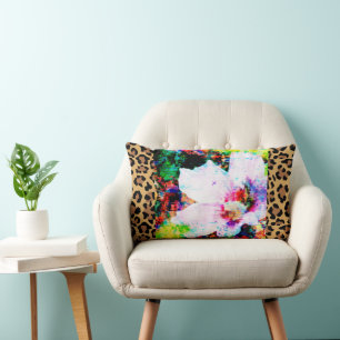 Leopard Print Flower Patch Dekorativ kudde