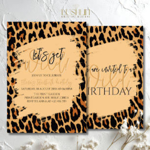Leopard Print Födelsedag Stilfull Djurprint Fest Inbjudningar