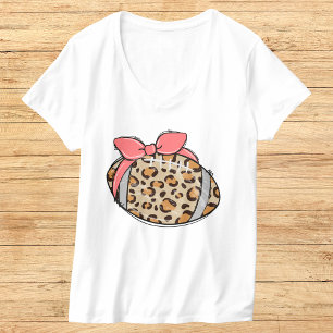 Leopard Print Football with Rosa Bow Illustration T Shirt