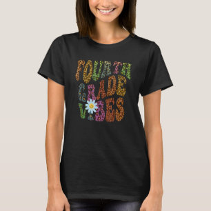 Leopard Print FOURTH KLASS VIBES Teacher Peace Lov T Shirt