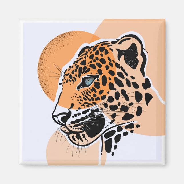 Leopard Print Fridge Magnet - Square Animal Art (Framsidan)