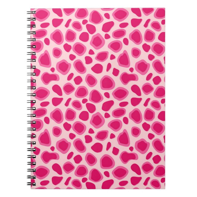 Leopard Print - Fuchsia och ljus rosa Anteckningsbok Med Spiral (Framsidan)
