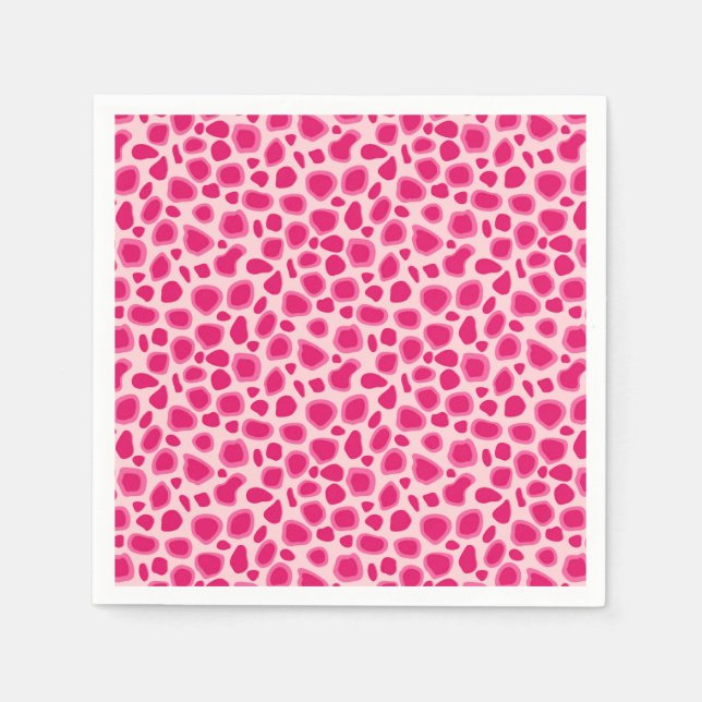 Leopard Print - Fuchsia och ljus rosa Pappersservett (Framsidan)