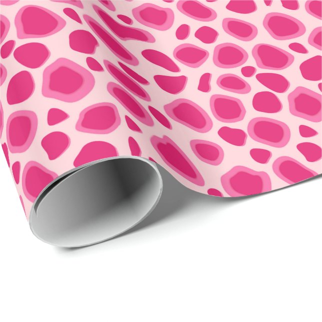 Leopard Print - Fuchsia och ljus rosa Presentpapper (Rullad Hörn)