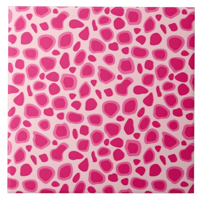 Leopard Print - Fuchsia och ljusare rosa Kakelplatta (Framsidan)