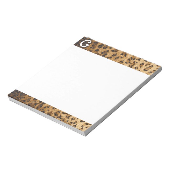 Leopard Print G monogram initialer Anteckningsblock (Roterad)