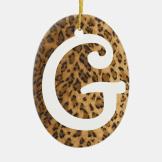 Leopard Print G monogram initialer Julgransprydnad Keramik