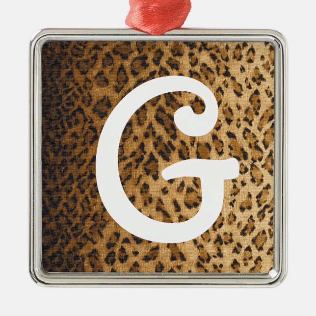 Leopard Print G monogram initialer Julgransprydnad Metall (Framsidan)